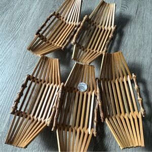 Bamboo Oshibori Trays Set of 5 Boat tray tea light tray
